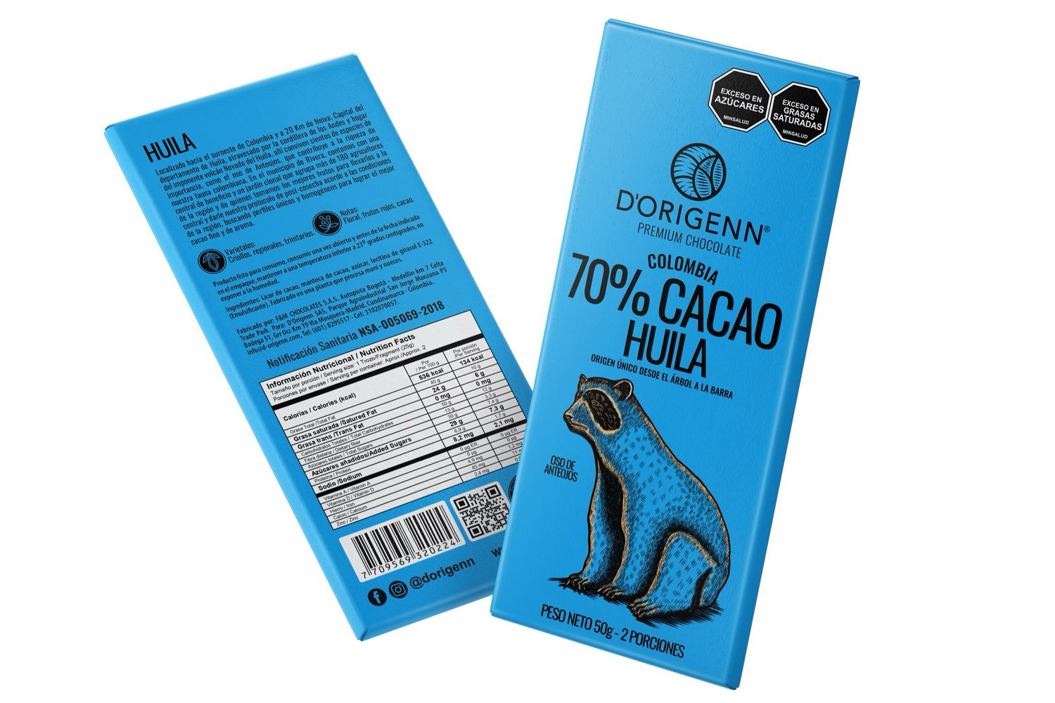 D’Origenn Huila 70% chocolade-bark