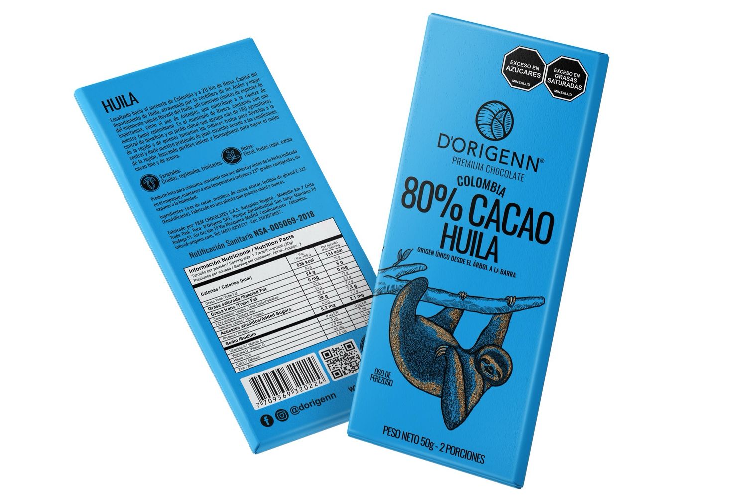 D’Origenn Huila 80% chocolate bark