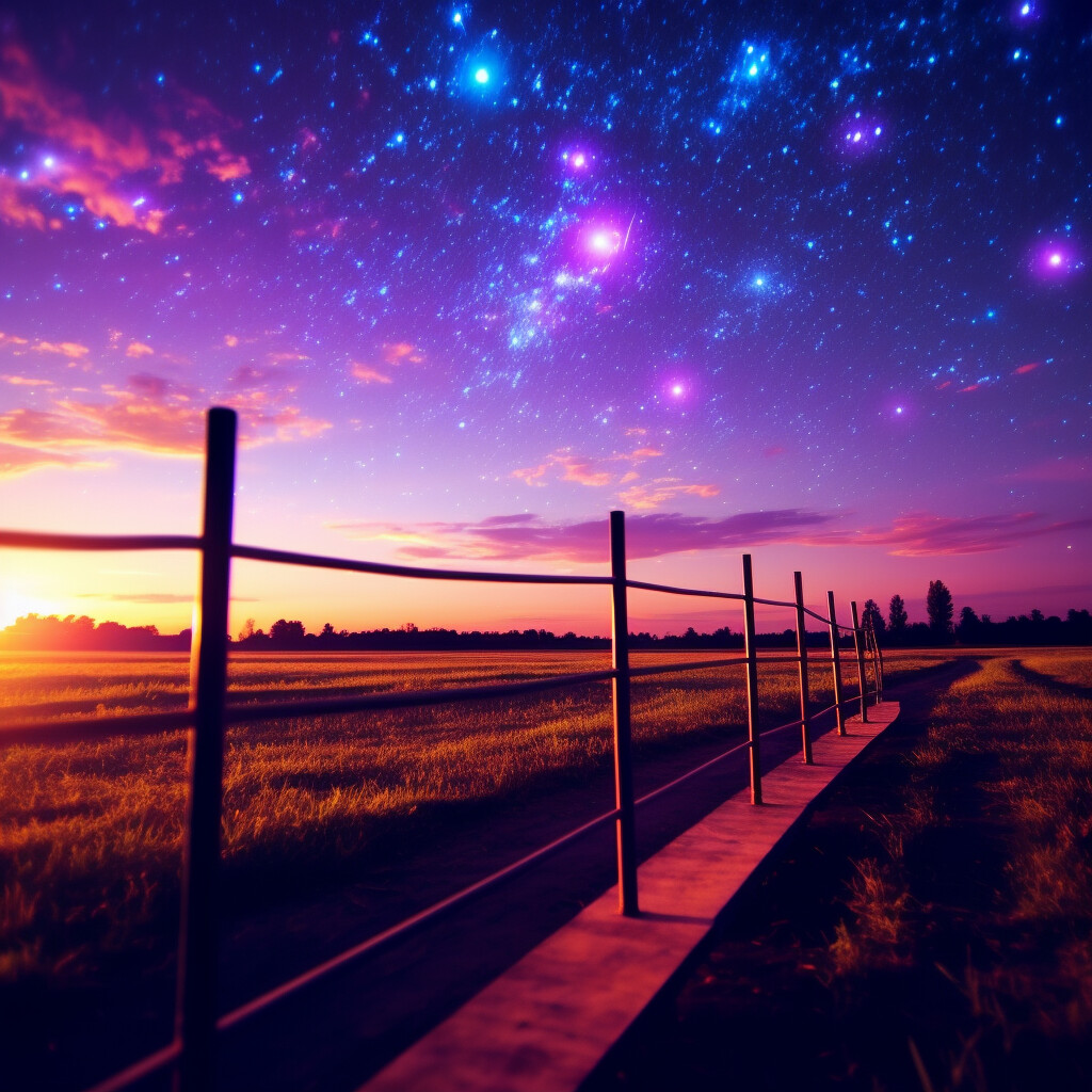 Photorealistic Countryside With Stars Above