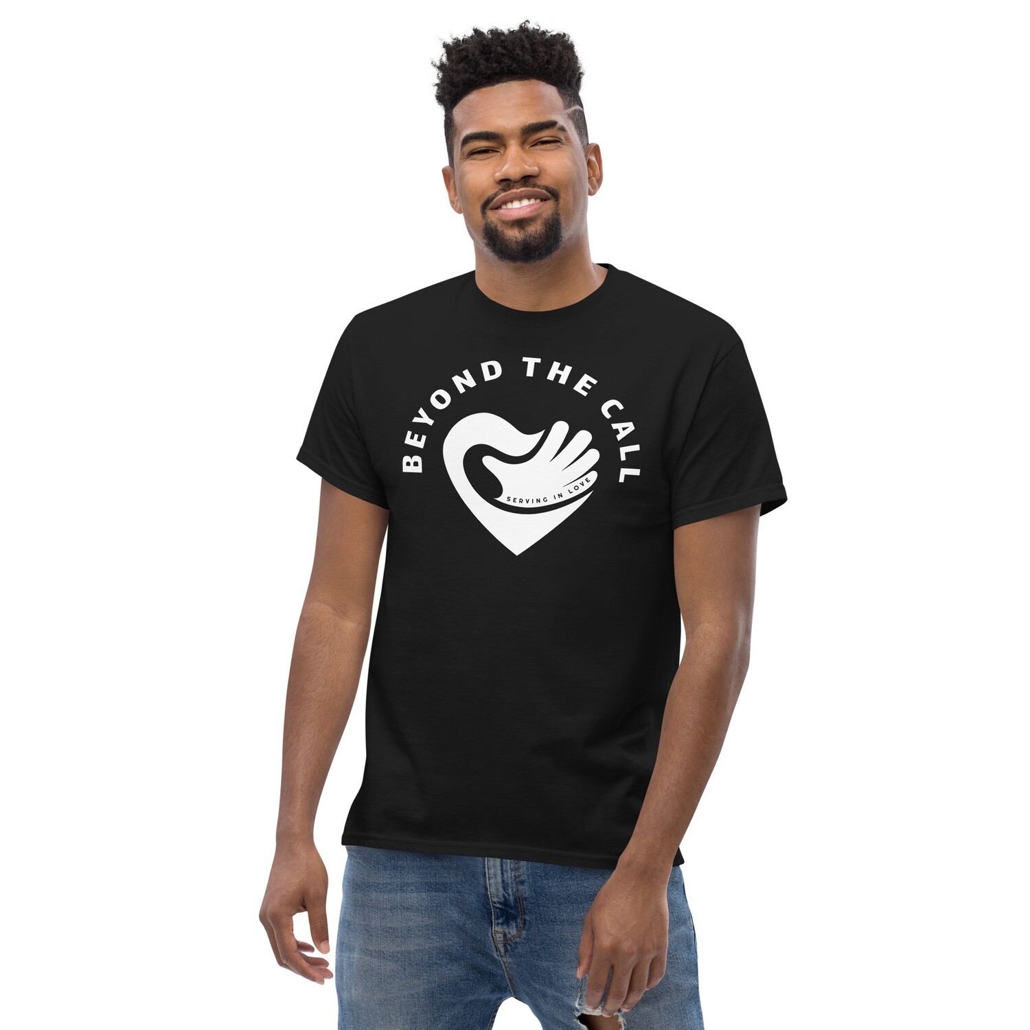 WHITE ON GREY AND BLACK BTC UNISEX TEE