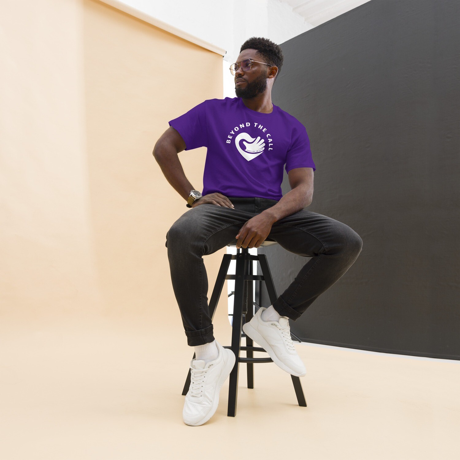 WHITE ON GREY AND BLACK BTC UNISEX TEE
