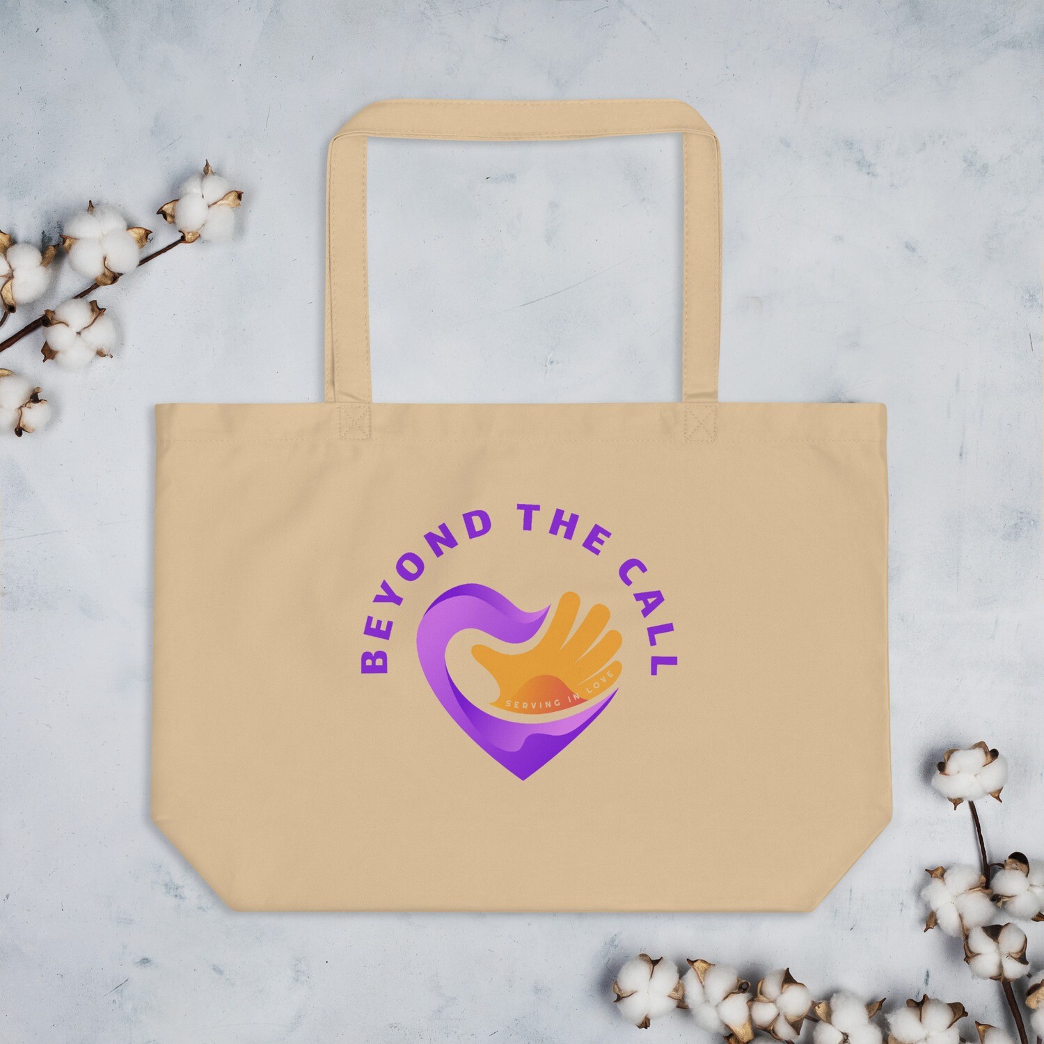Beyond The Call large organic tote bag