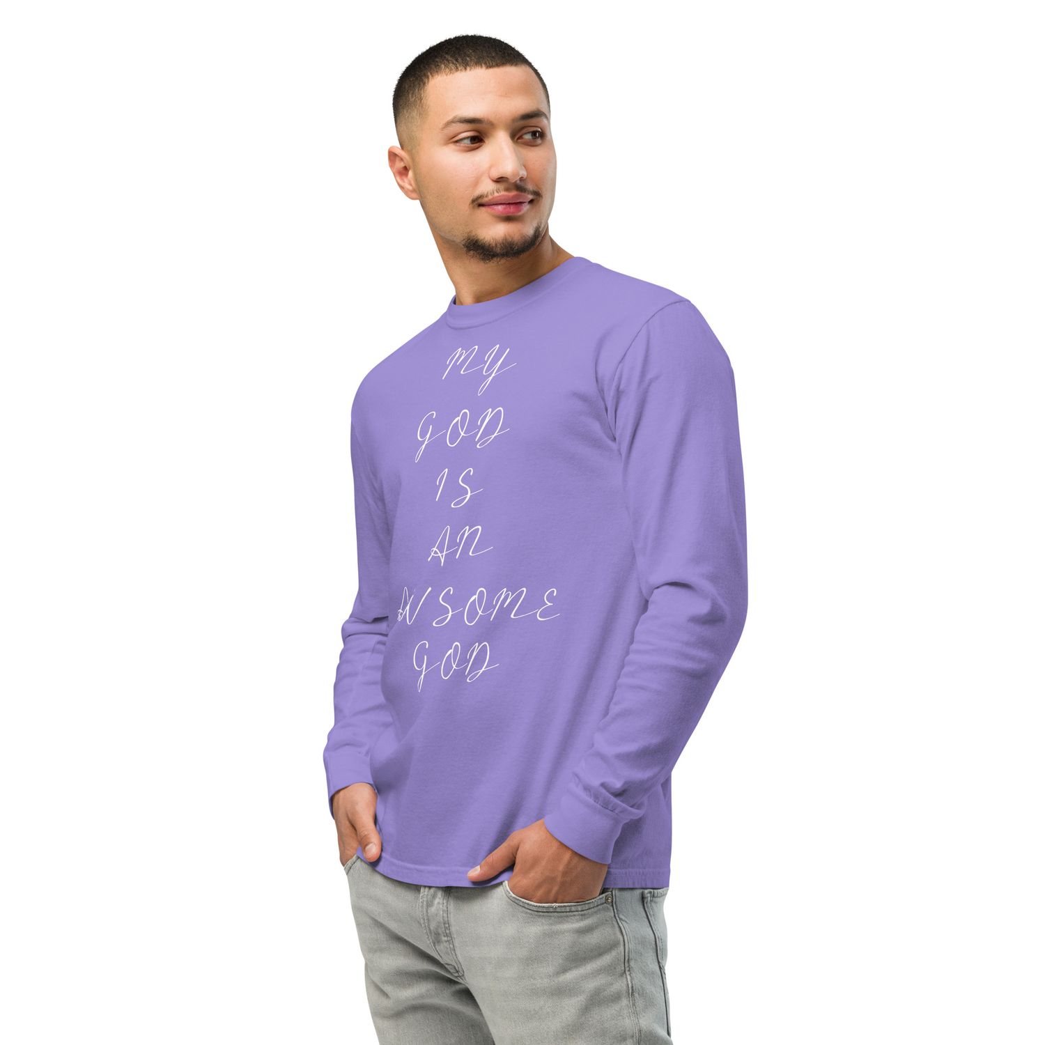 Garment-dyed heavyweight long-sleeve shirt