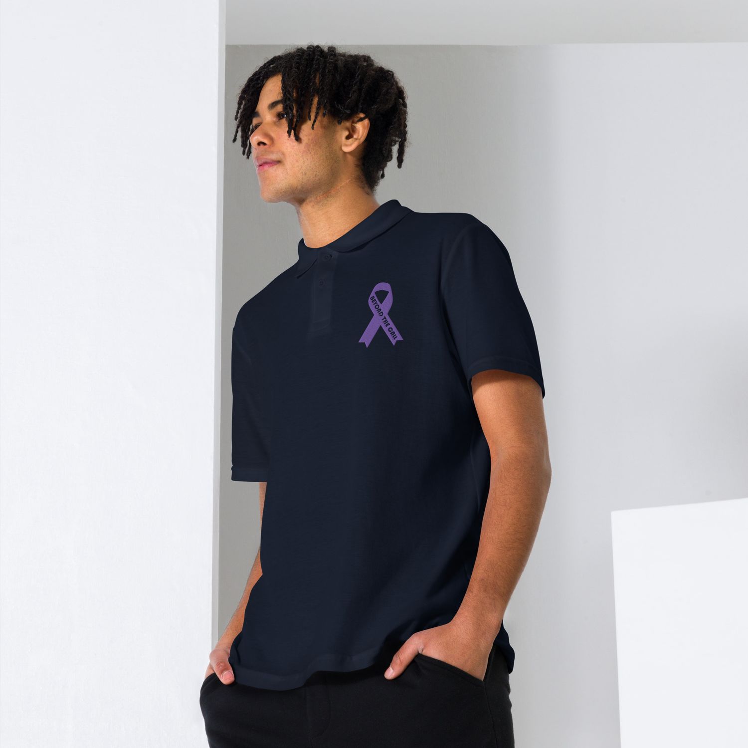 Unisex BTC Purple Ribbon Campaigne pique polo shirt
