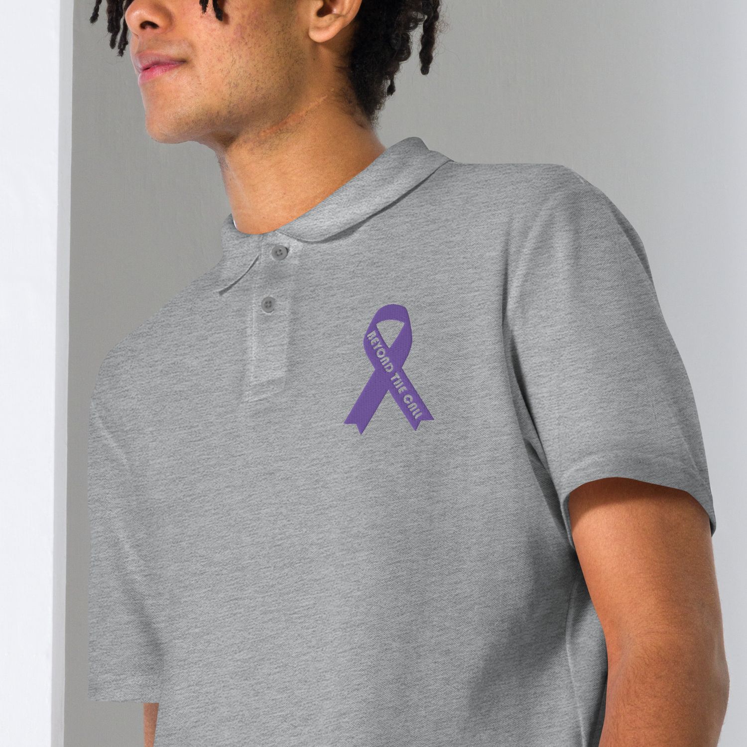 Unisex BTC Purple Ribbon Campaigne pique polo shirt