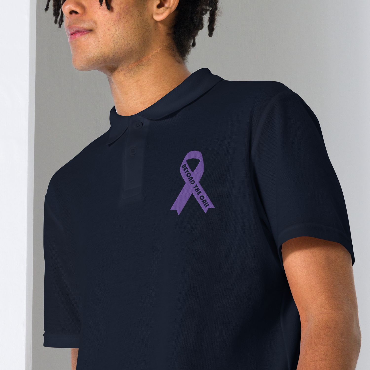 Unisex BTC Purple Ribbon Campaigne pique polo shirt