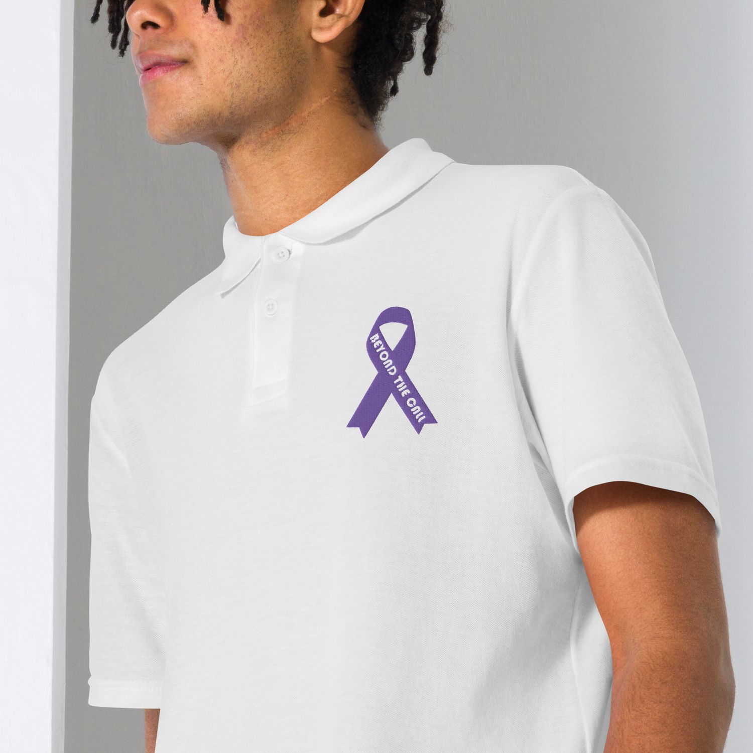 Unisex BTC Purple Ribbon Campaigne pique polo shirt