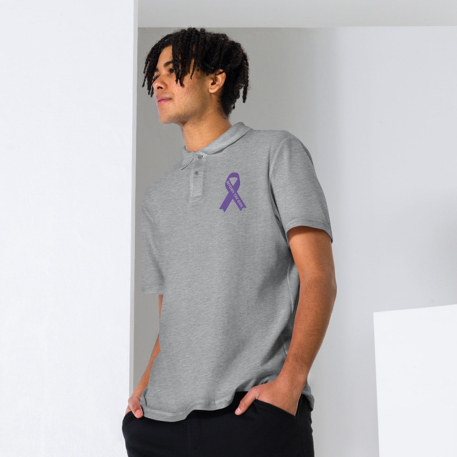 Unisex BTC Purple Ribbon Campaigne pique polo shirt