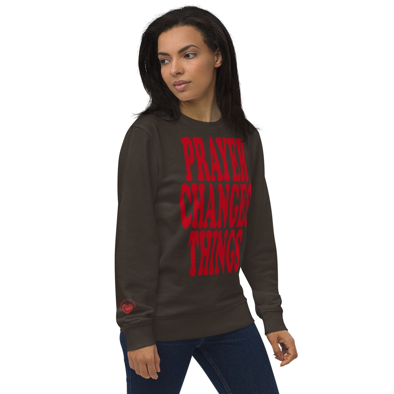 Prayer Changes Things Red on Unisex organic sweatshirt