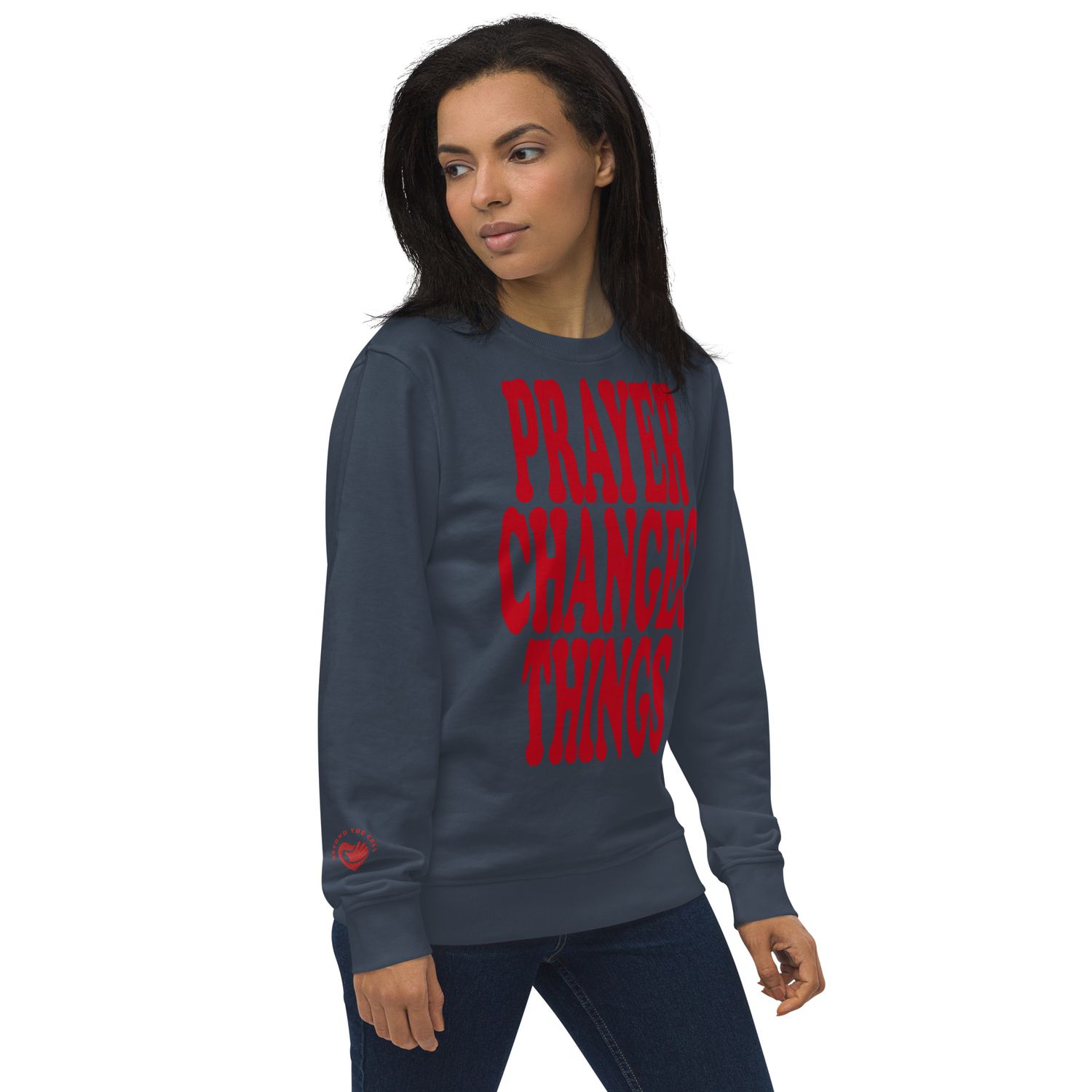 Prayer Changes Things Red on Unisex organic sweatshirt