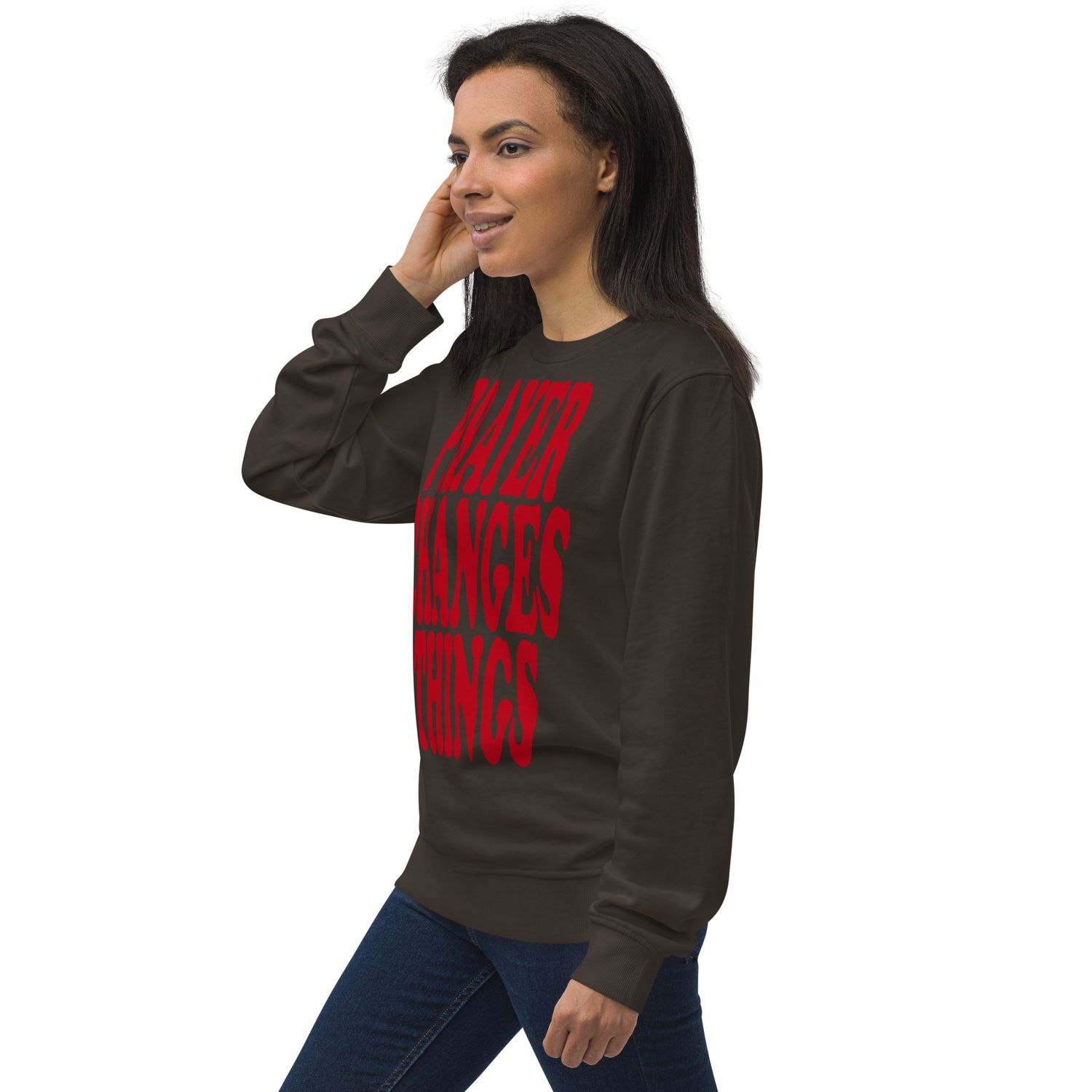 Prayer Changes Things Red on Unisex organic sweatshirt