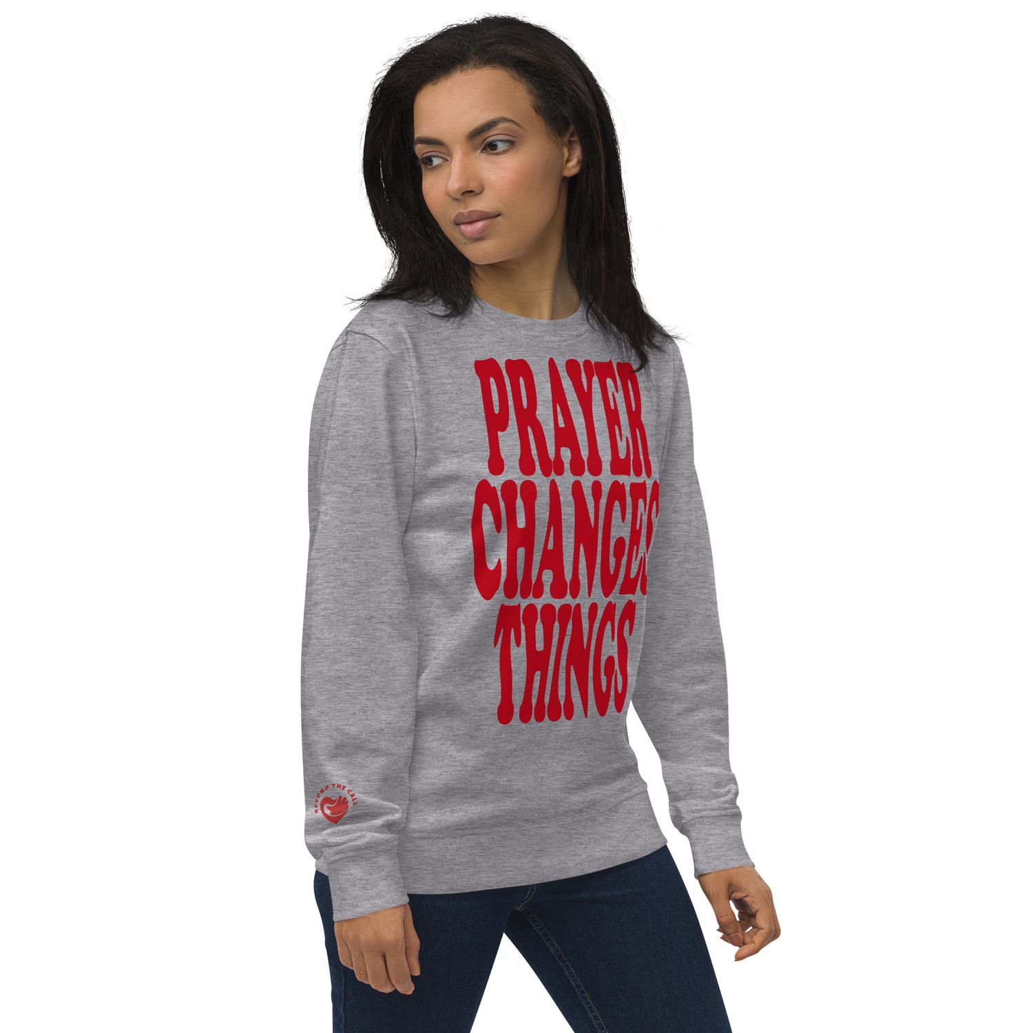 Prayer Changes Things Red on Unisex organic sweatshirt