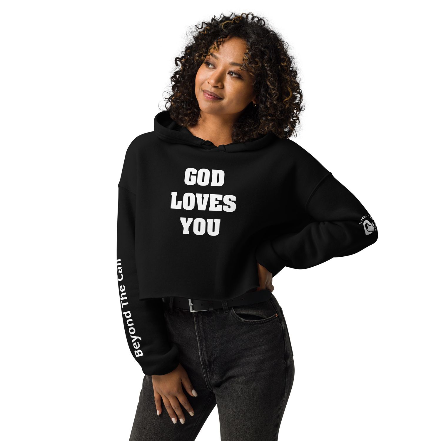 BTC God Loves You Crop Hoodie