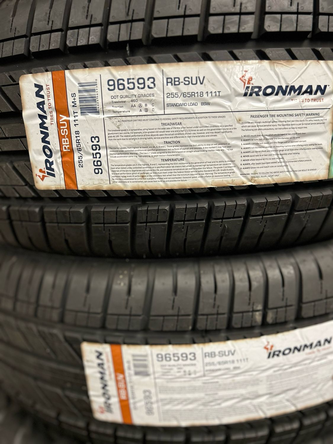 SET OF 4 BRAND NEW 2556518 IRONMAN RB-SUV 111T