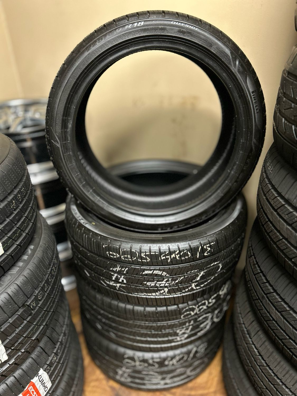 SET OF 4 LIKE NEW USED 225/40R18 PIRELLI P ZERO AS PLUS 3 *TREAD DEPTH:10/32=99%