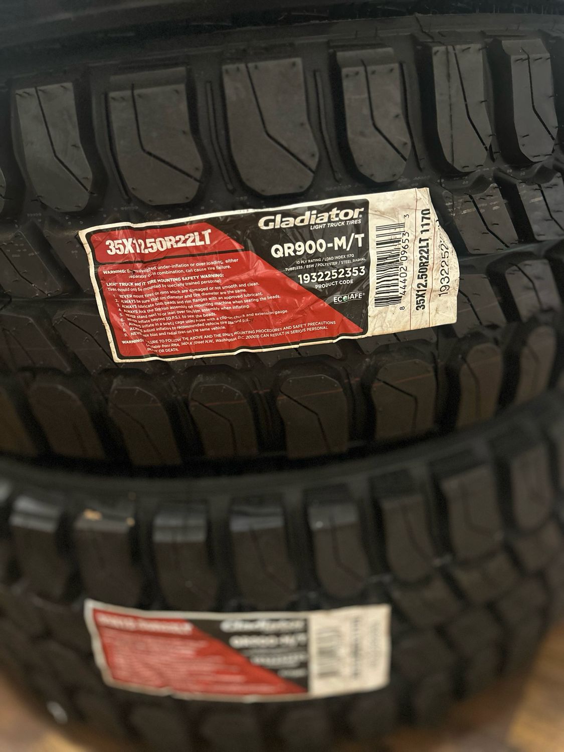 SET OF 4 BRAND NEW 35x12.5022 LT GLADIATOR QR900- M/T 10PLY 117Q