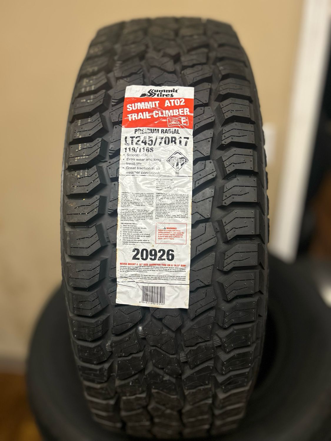 1 SINGLE BRAND NEW LT 2457017 SUMMIT TIRES SUMMIT AT02 TRAIL CLIMBER 119/116S