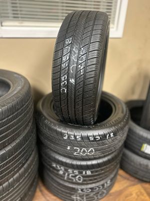 SET OF 4 USED HIGH TREAD 2355518 UNIROYAL TIGERPAW TOURING A/S DT 100V 9.5/32NDS