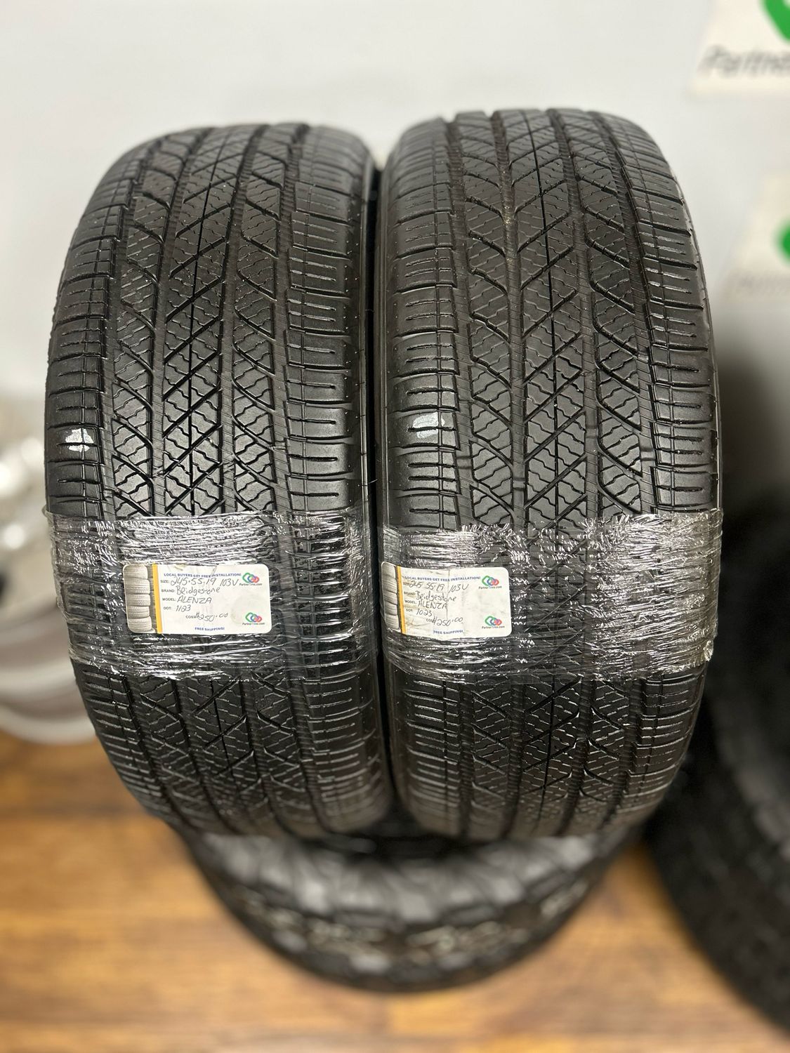 1 PAIR OF USED HIGH TREAD 2455519 BRIDGESTONE ALENZA AS ULTRA 103V