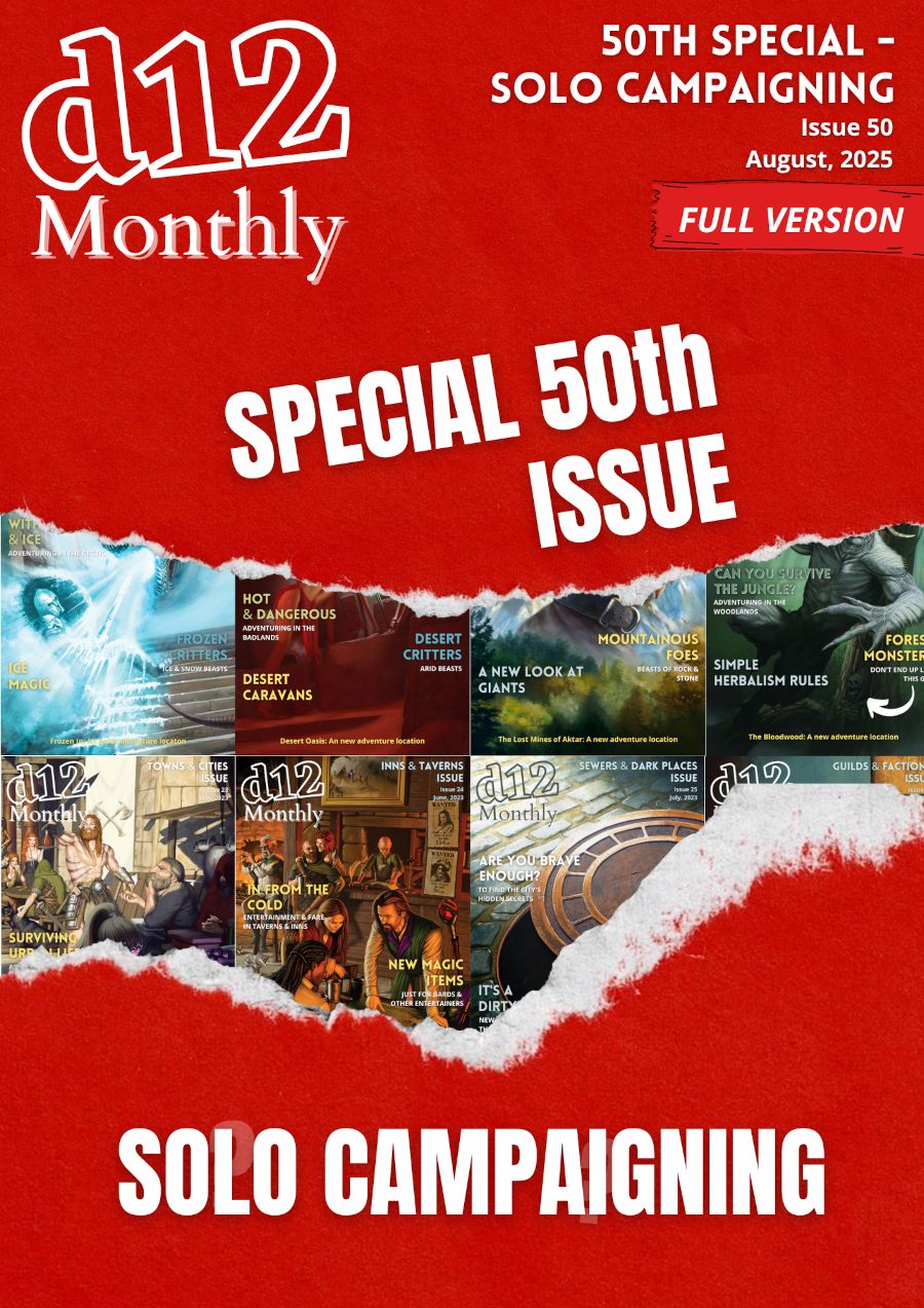 d12 Monthly Zine - Issue 50 (Solo Campaigning) - Physical + PDF
