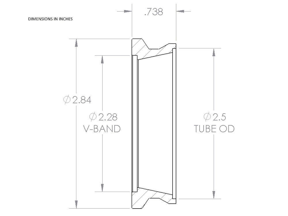 2.25&quot; V-Band to 2.5&quot; Tube