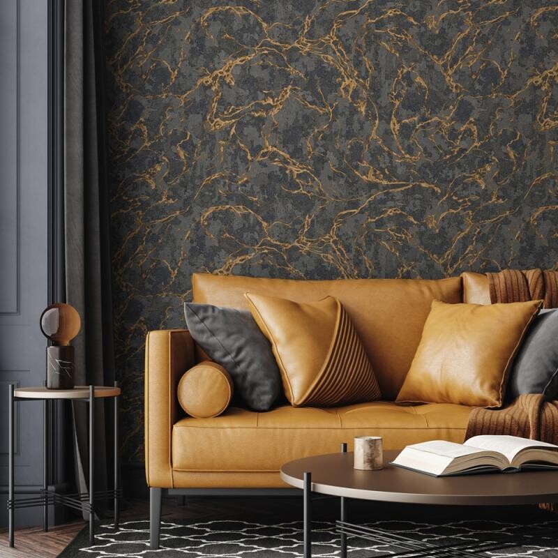 Gold Vein Shaped Design Wallpaper