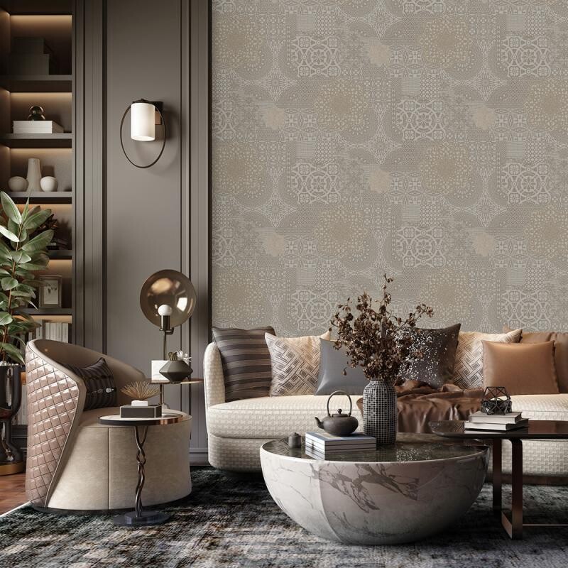 Geometric Damask Design Wallpaper