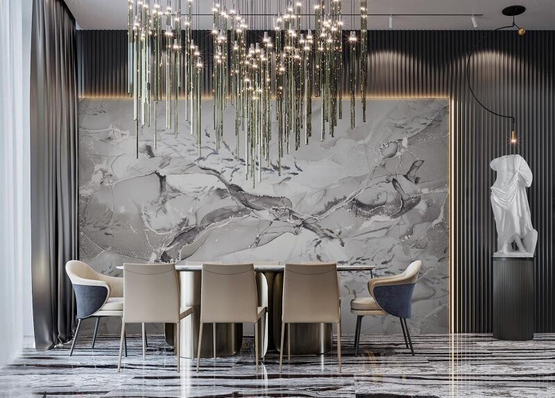Flock Of Fish Design Mural Wallpaper