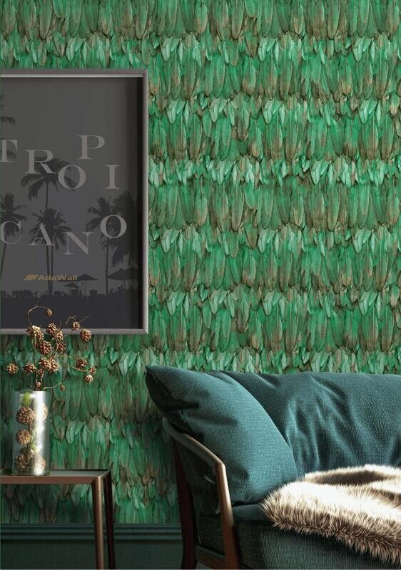 Modern Bird Feather Patterned Wallpaper