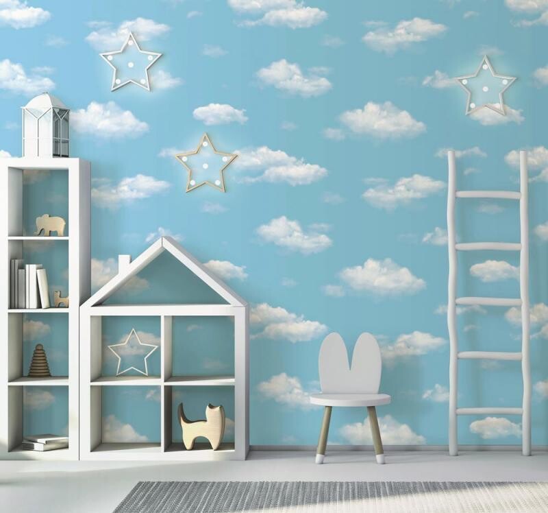 Blue sky wallpaper with realistic clouds