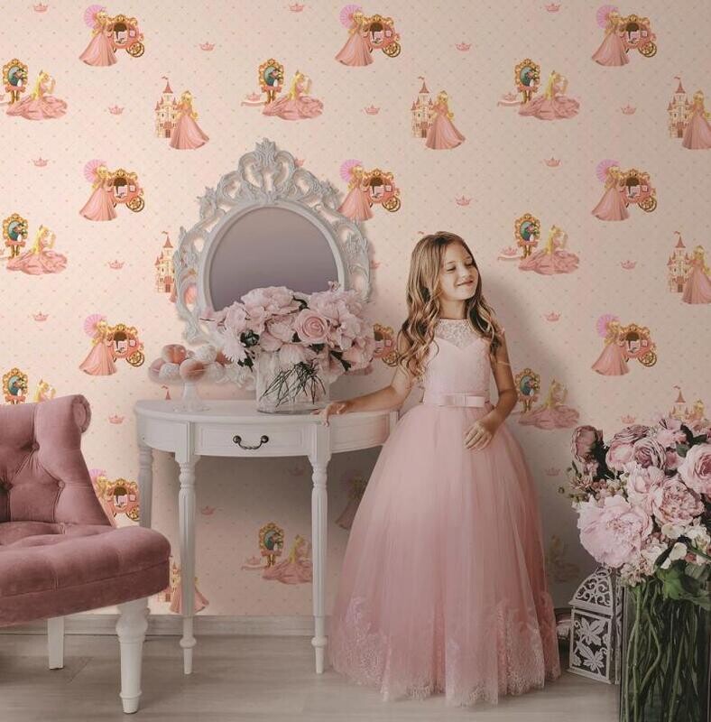 Wallpaper with princess and cat together