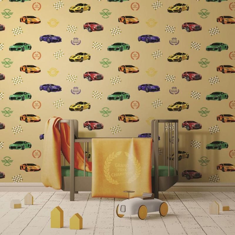Racing themed wallpaper for car and speed loving kids