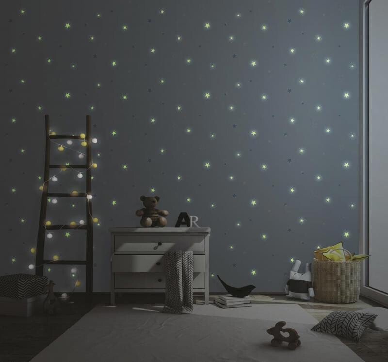 Night gloving star covered wallpaper