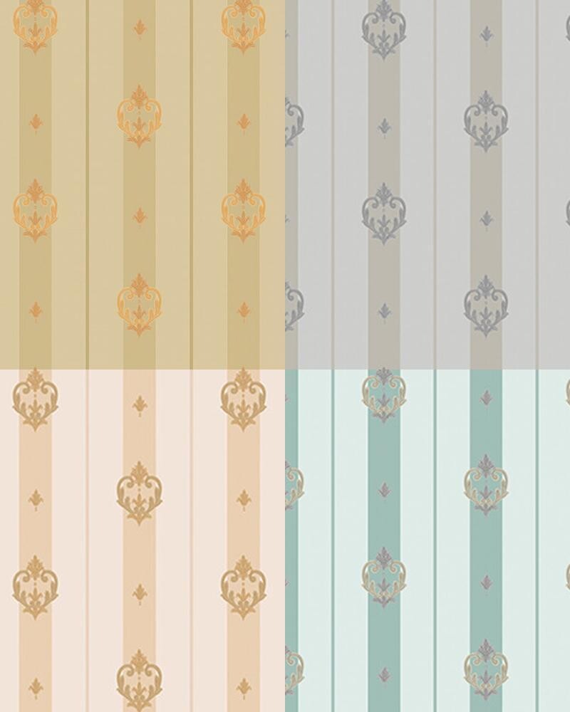 Striped wallpaper with neoclassical discreet ornament