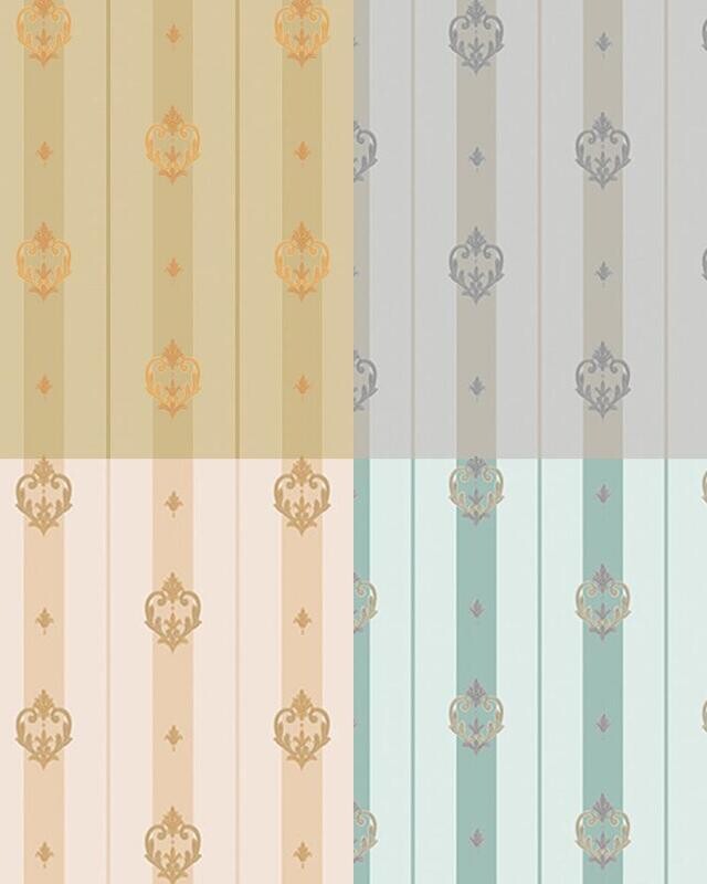 Striped wallpaper with neoclassical discreet ornament