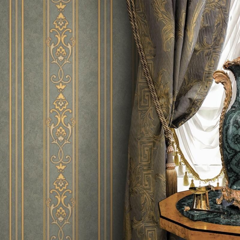 Classic striped ornament wallpaper