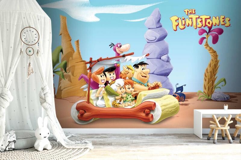 KIDS MURAL WALLPAPER FLINKSTONES 4$/sq ft