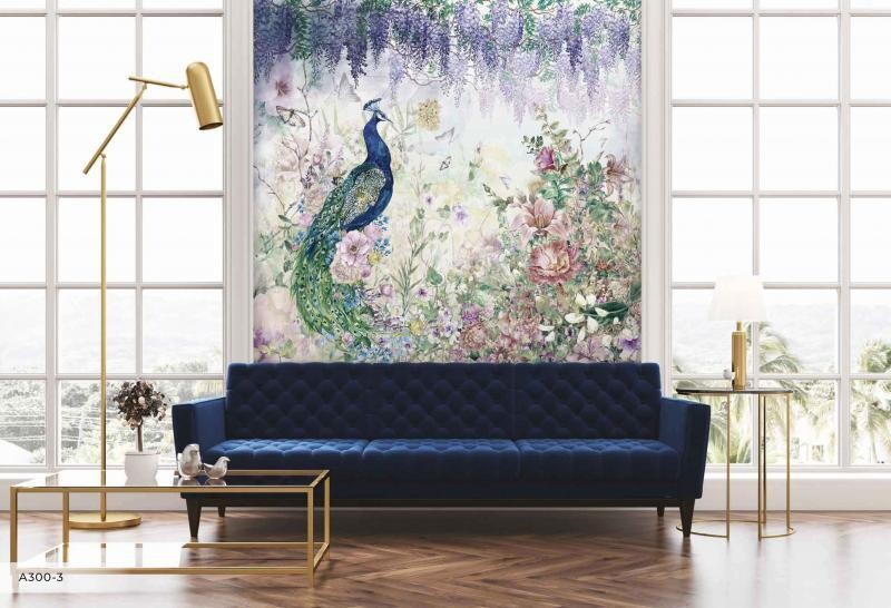 COLORFULL PEAKOK MURAL WALLPAPER 4$/SQ FT