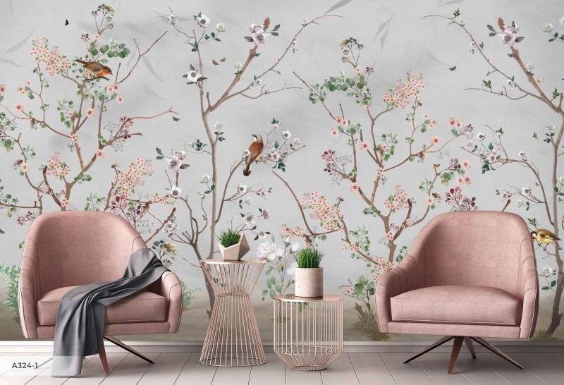 FLORAL MURAL WALLPAPER 4$/SQ FT
