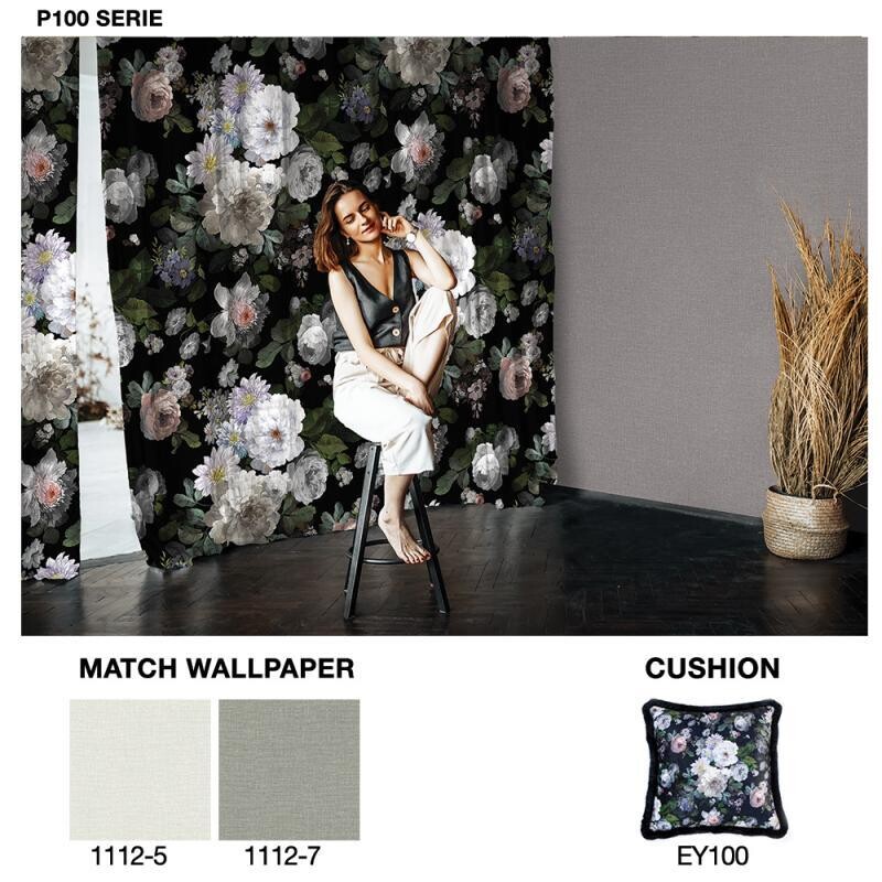 DARK FLOWER CURTAIN READY TO USE