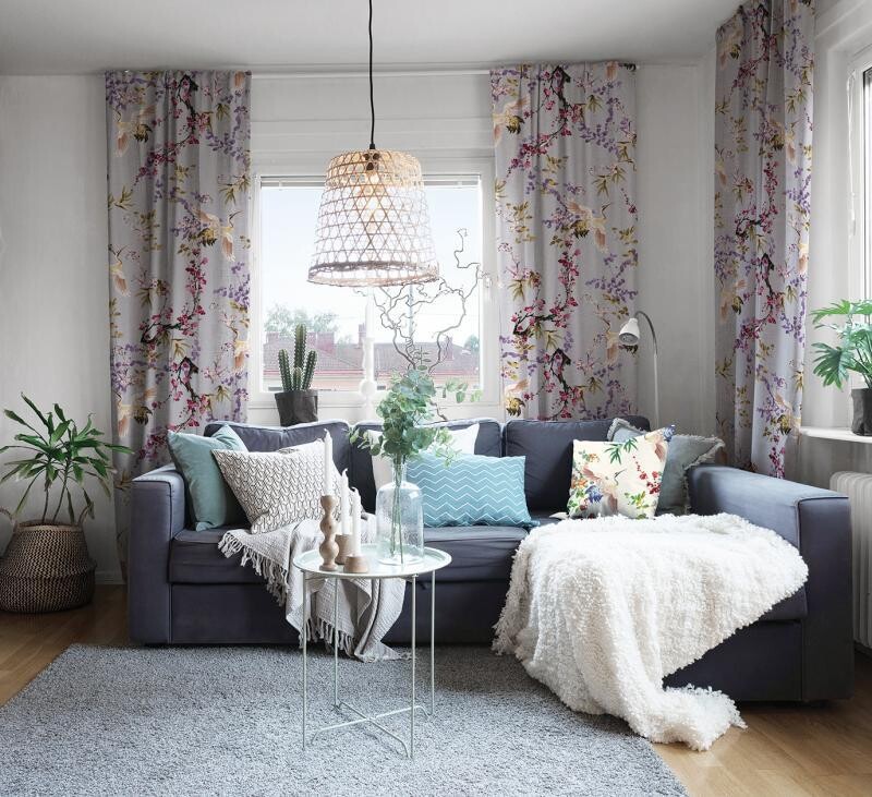BIRDS CURTAIN READY TO USE
