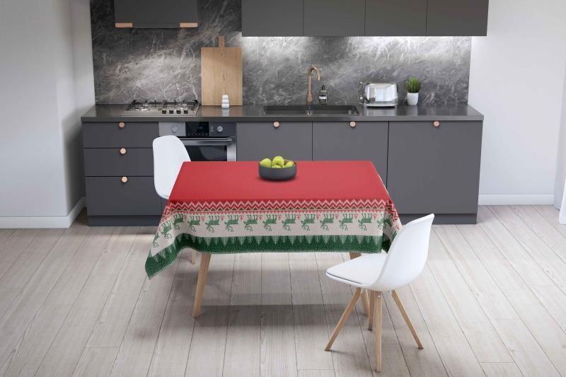 Red Christmas Ornament Table Cloth