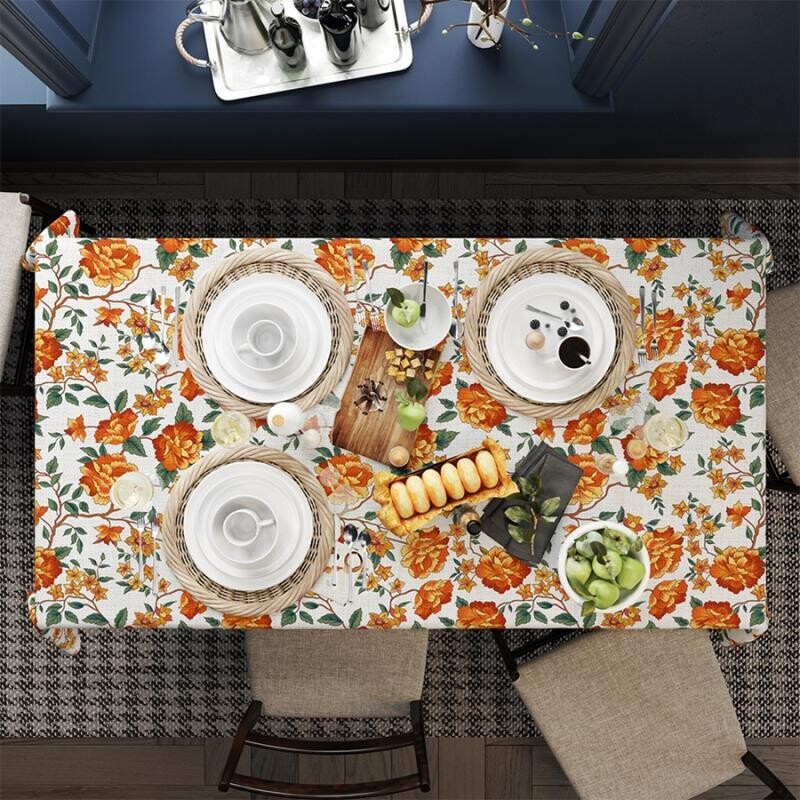 Orange Flowers  Table Cloth