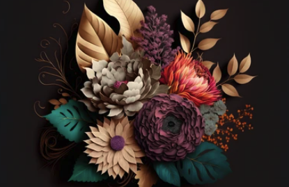 Black flower  3d  custom murals