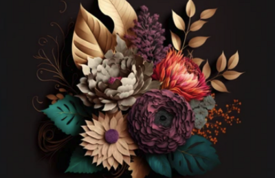 Black flower  3d  custom murals