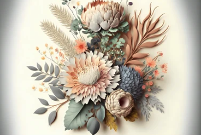 Beige flower  3d  custom murals