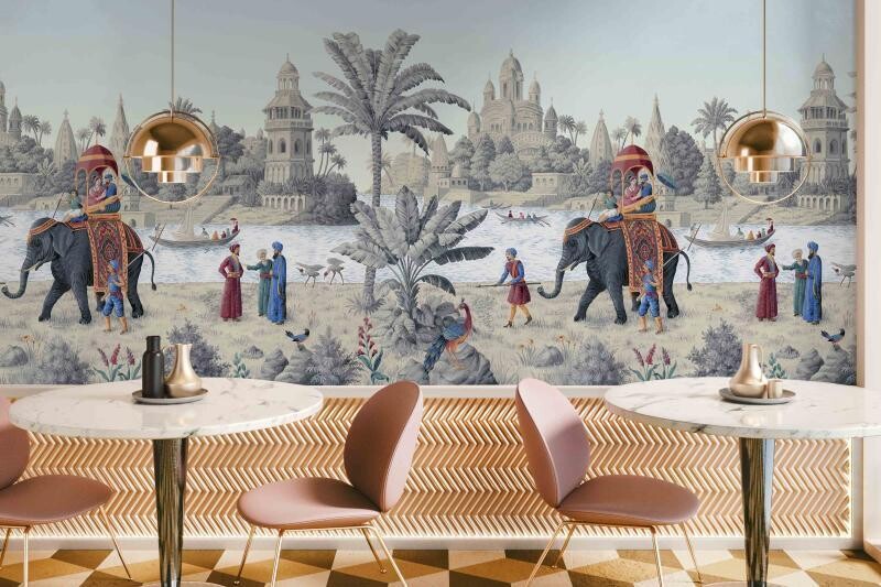 Elephant Pattern Mural Wallpaper
