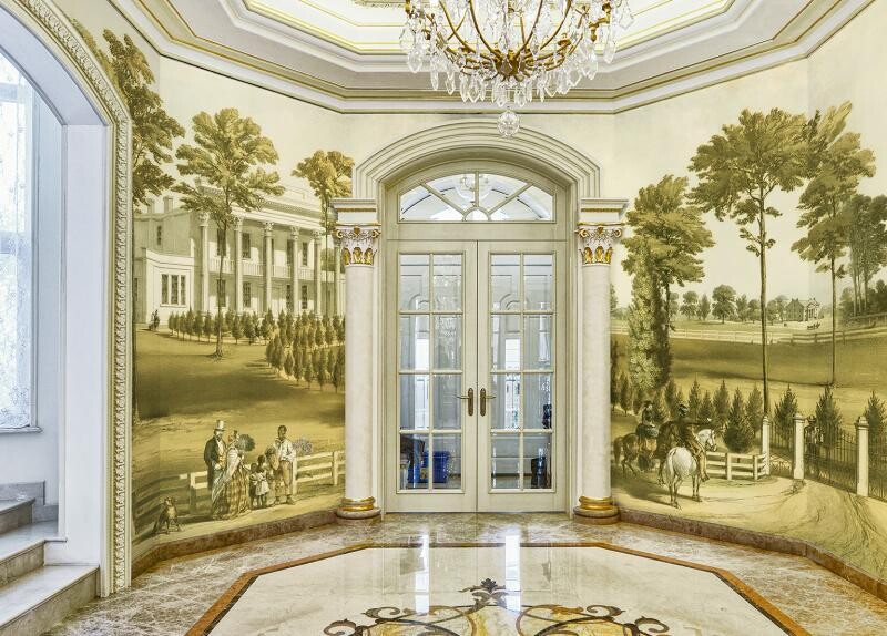 White Building Design Mural Wallpaper