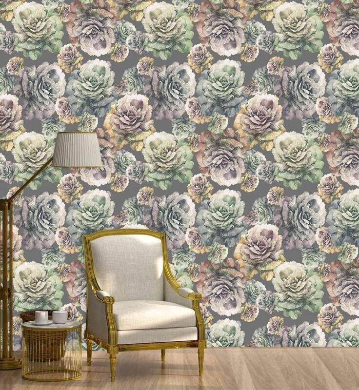 FLOWERS PATTERN MURAL WALLPAPER 4$/ SQ FT
