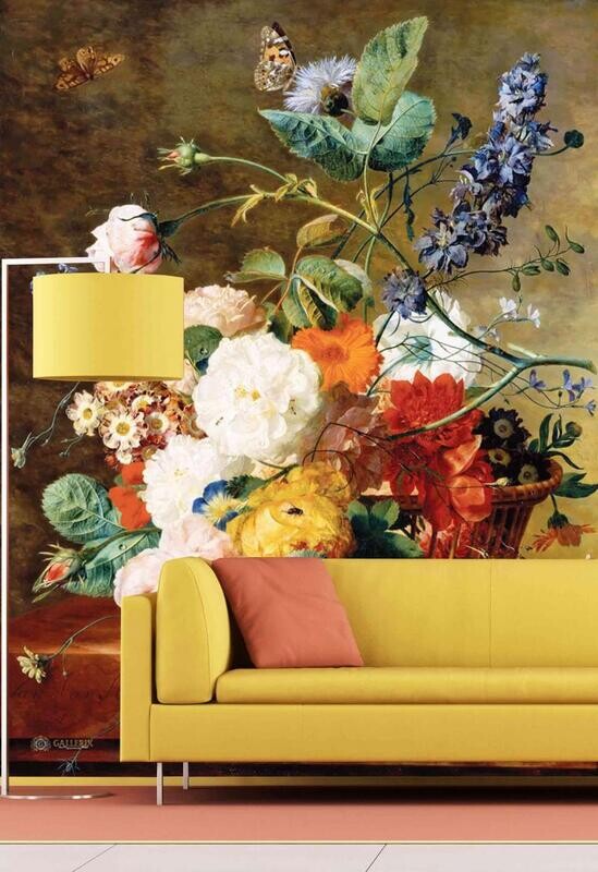 FLOWERS PATTERN MURAL WALLPAPER 4$/ SQ FT